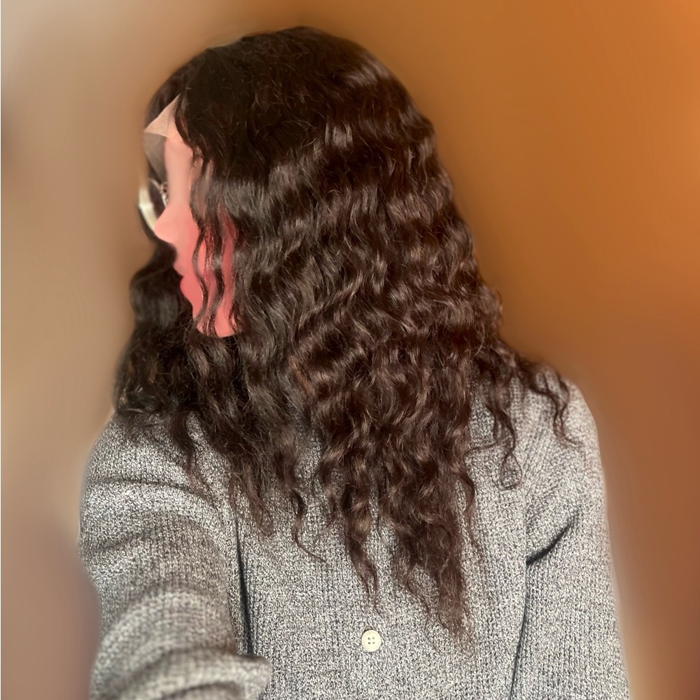 16” wavy silk top lace front wig